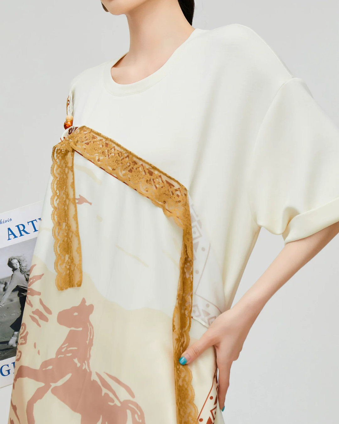 Horse-Handle Scarf Layered Dress FER0295