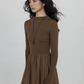 Mock Neck Top Docking Flare Skirt VAS0183