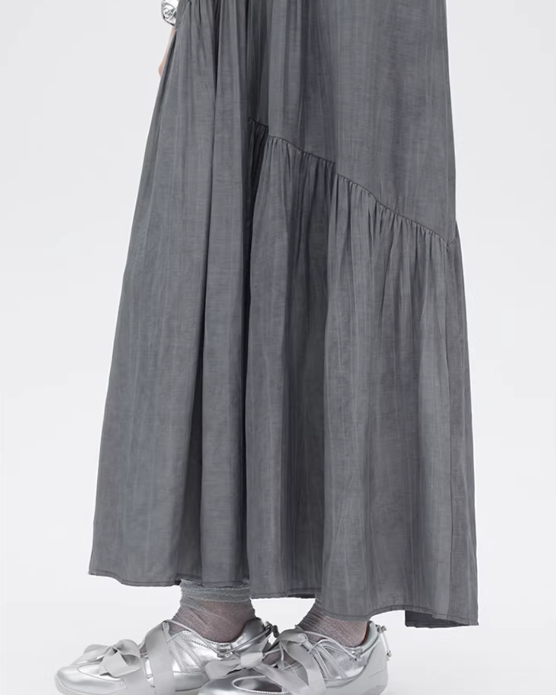 Twill Texture Switch Gather Dress SHN0043