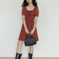 Square Neck Flower Mini Dress VAS0195
