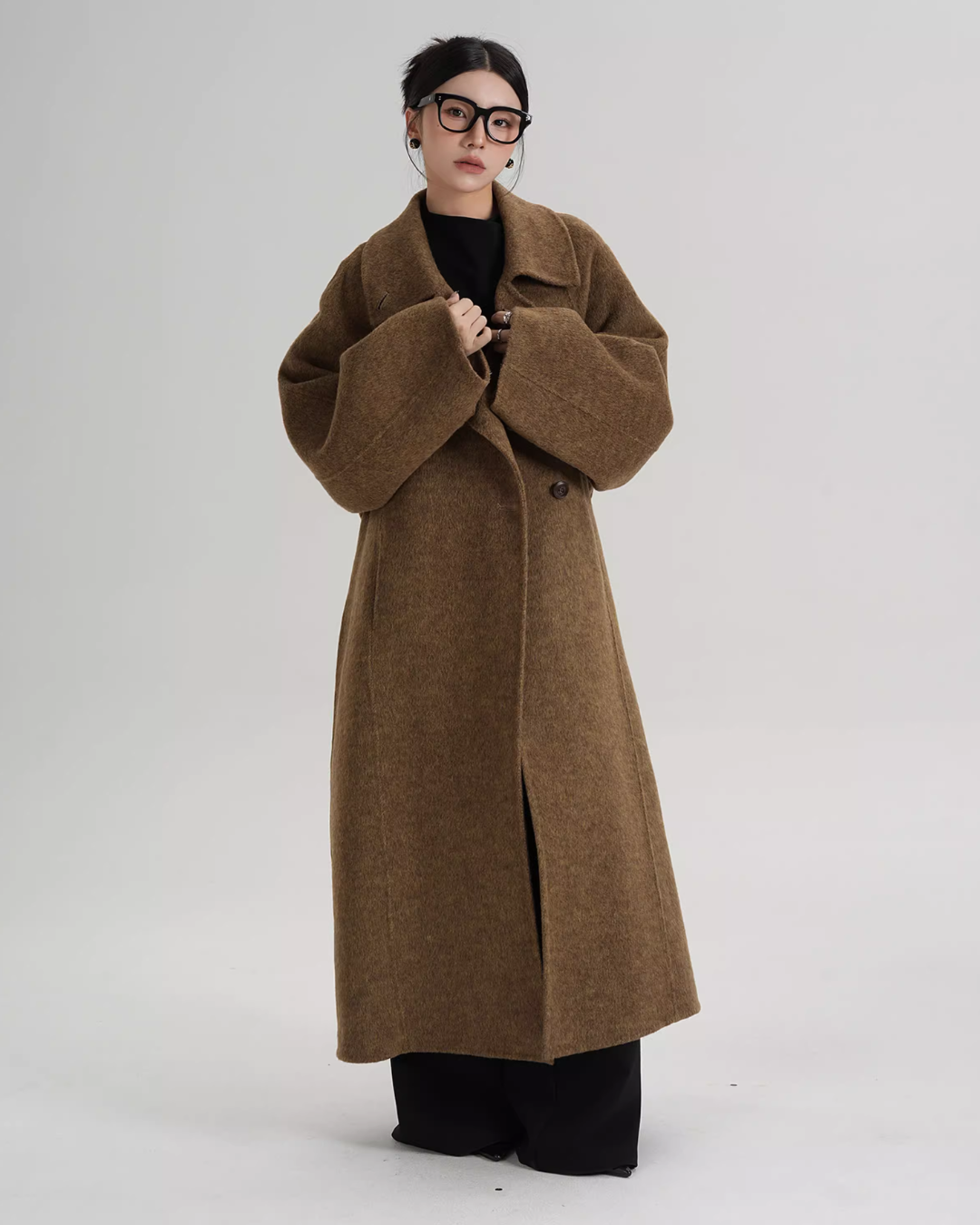 Stand Collar Long Loose Wool Coat SRS0361