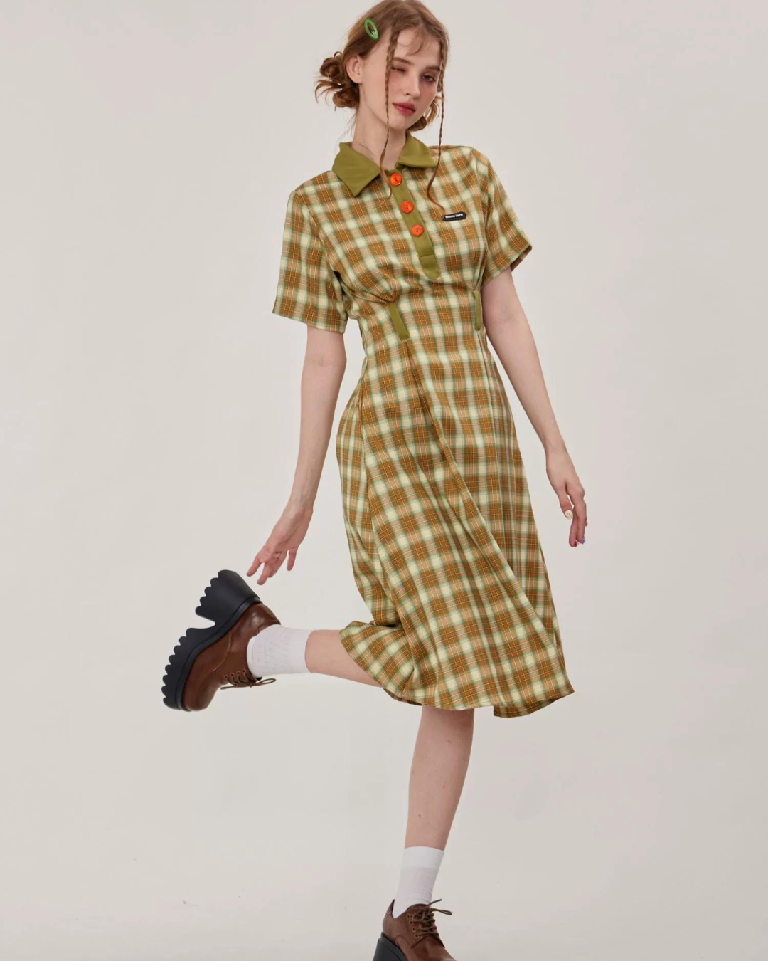 Polo Color Plaid Dress ZZF0258