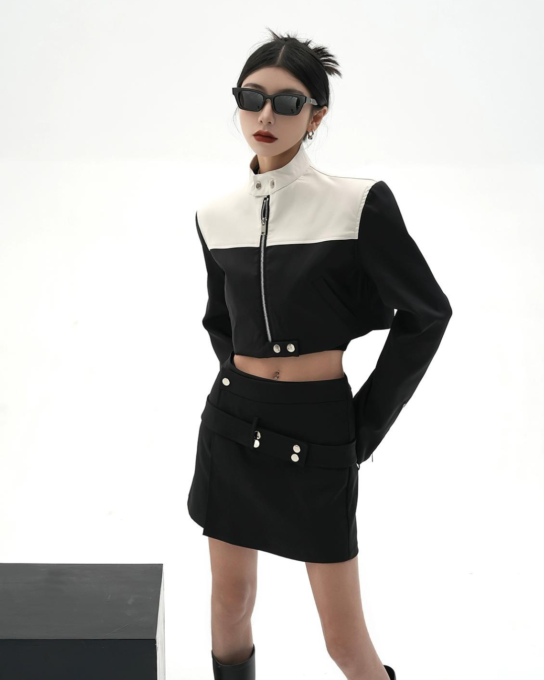 Bicolor High Waist Riders Jacket SRS0112