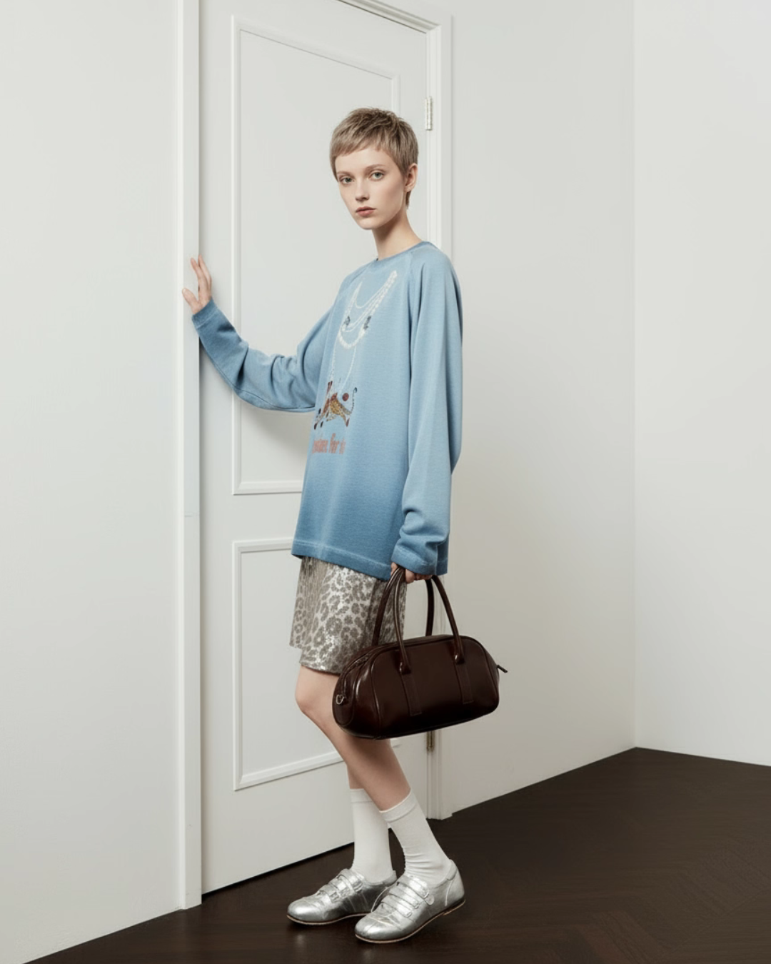 Pearl Light Leopard Long-Sleeve Top/Leopard Skirt LLA0609