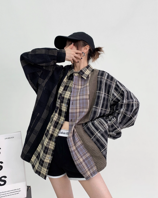Oversized Remake Long Sleeve Check Shirt YLS0410