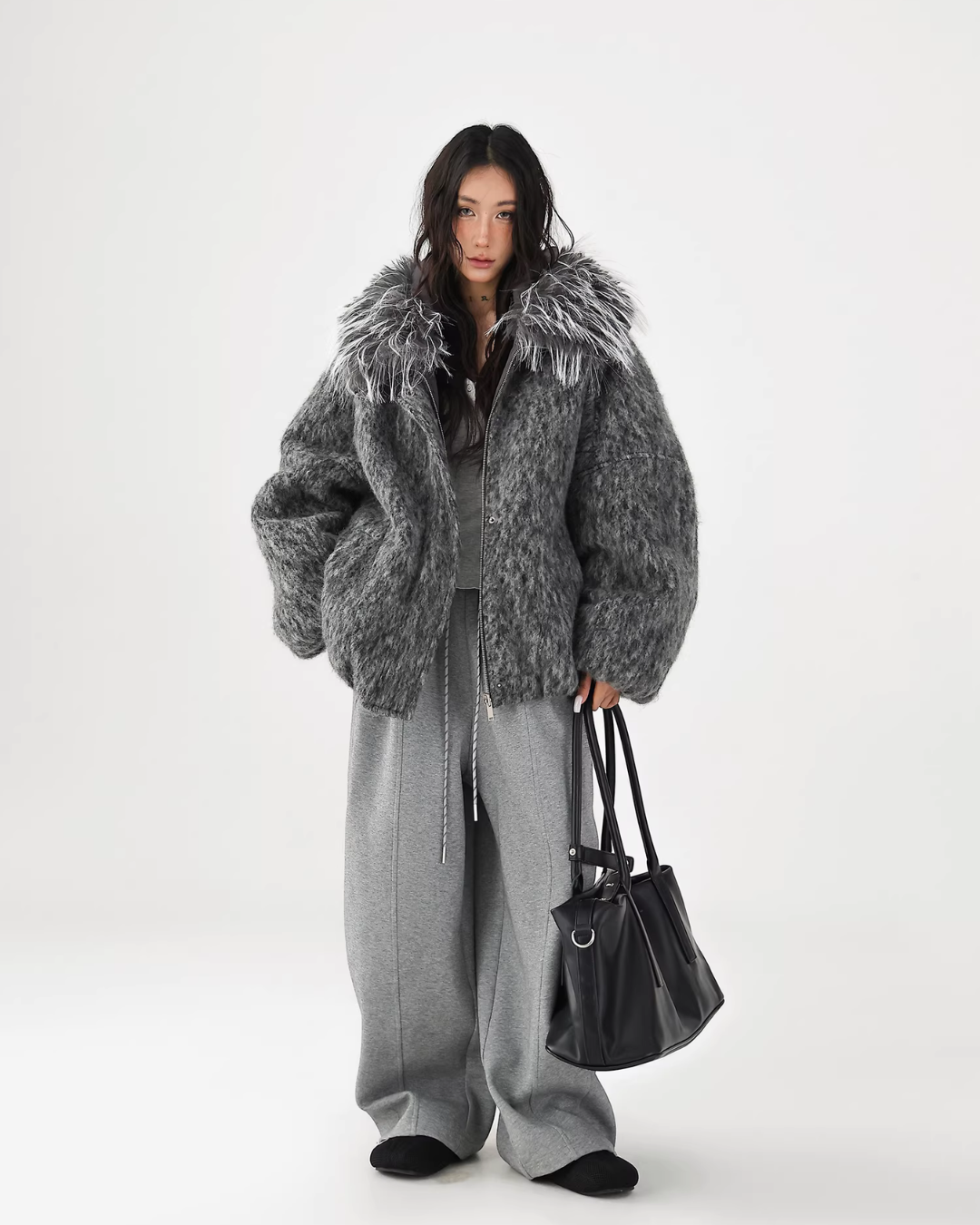 Fur Hood Knit Jacket ACS0357