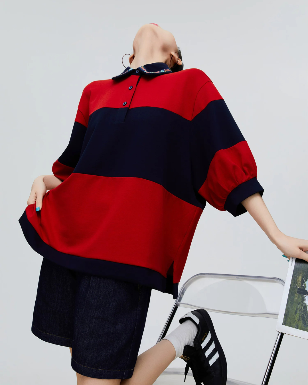 Oversized Polo Shirt Knit FER0255