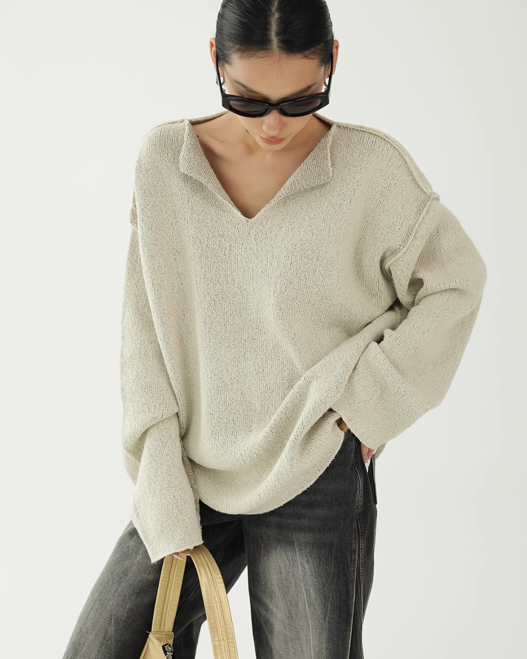 V-Neck Loose Pullover Knit ACS0144