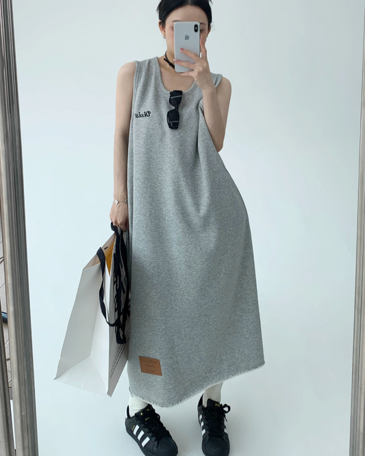 Front Logo Sleeveless Long Dress YLS0284