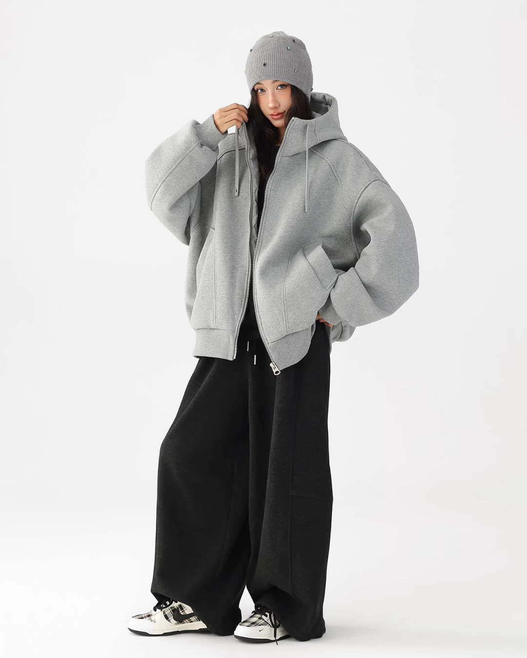 Stand Collar Hoodie Zip Jacket ACS0358