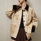 Pearl Satin Jacket / Brown Mini Skirt SUY0013
