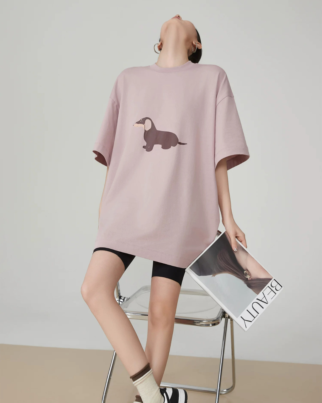 Dog Print Oversized T-Shirt FER0219