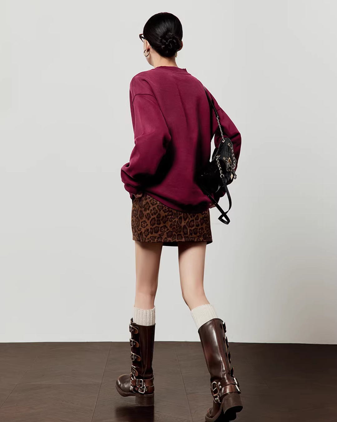 Tiger Tail Sweatshirt / Leopard Mini Skirt LLA0635