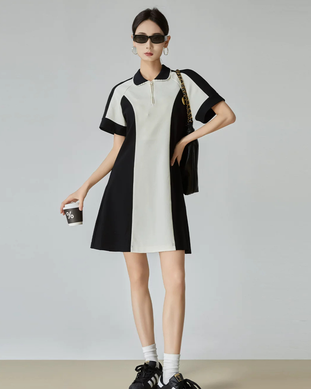 Bi-color Half-Zip Polo Dress FER0198