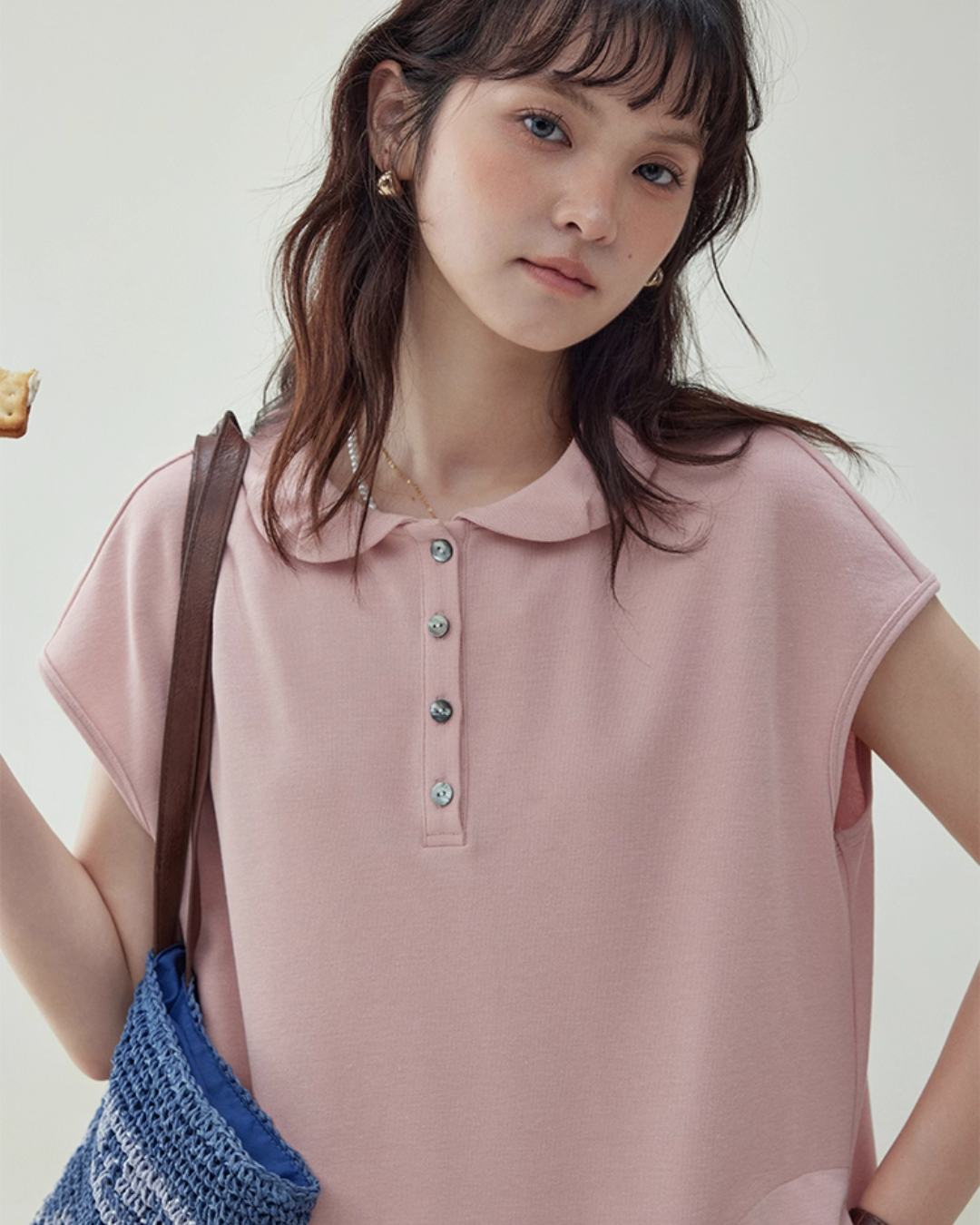 Round Collar Pastel Pink Dress AMU0026