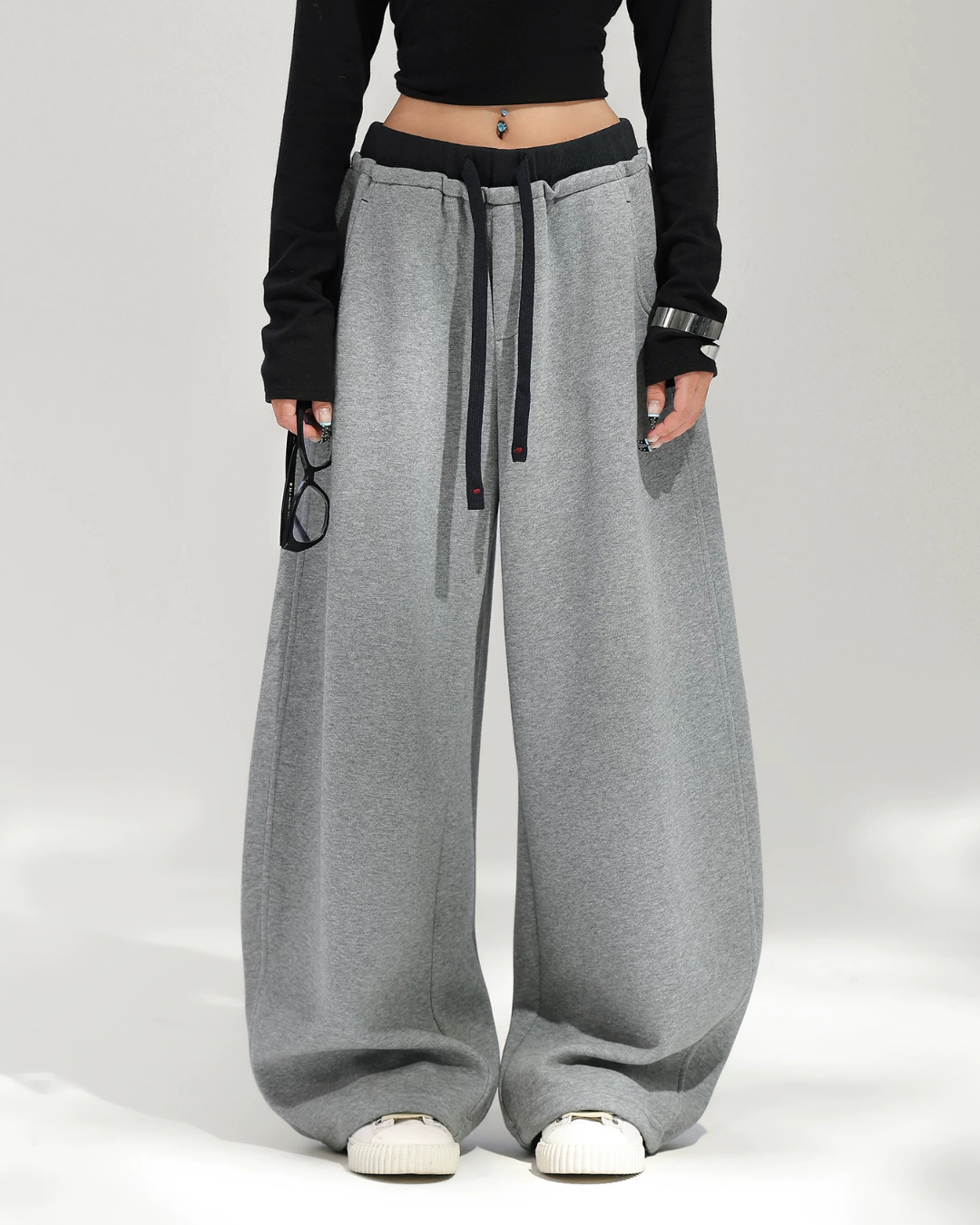 Layered Design Wide Sweatpants ACS0391