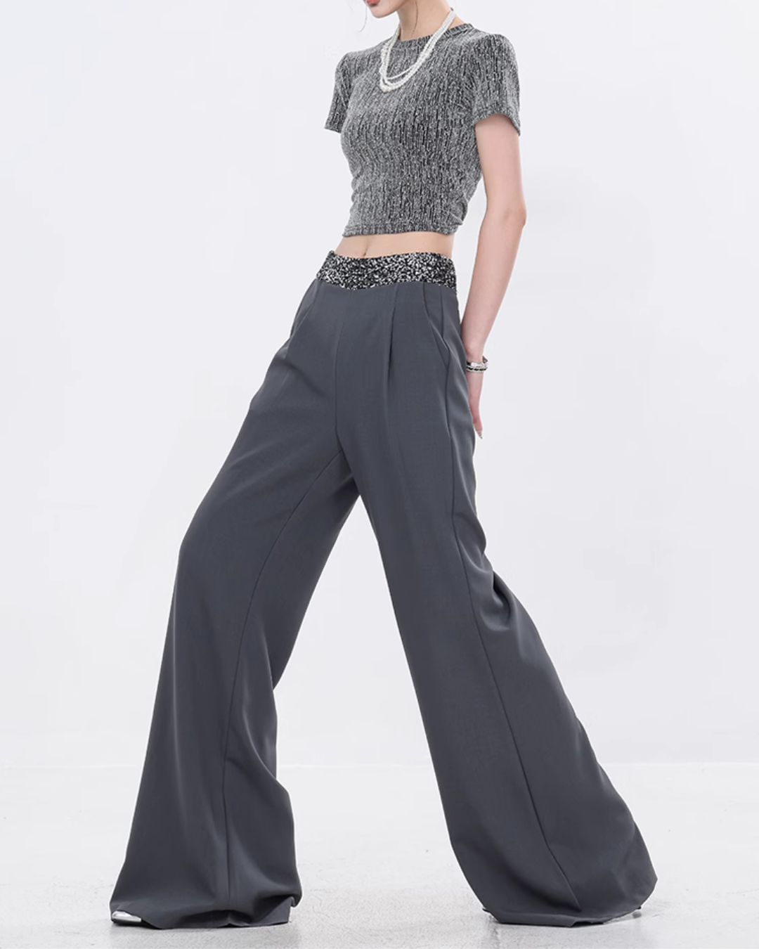 High Waist Sequin Flare Pants ABW0014