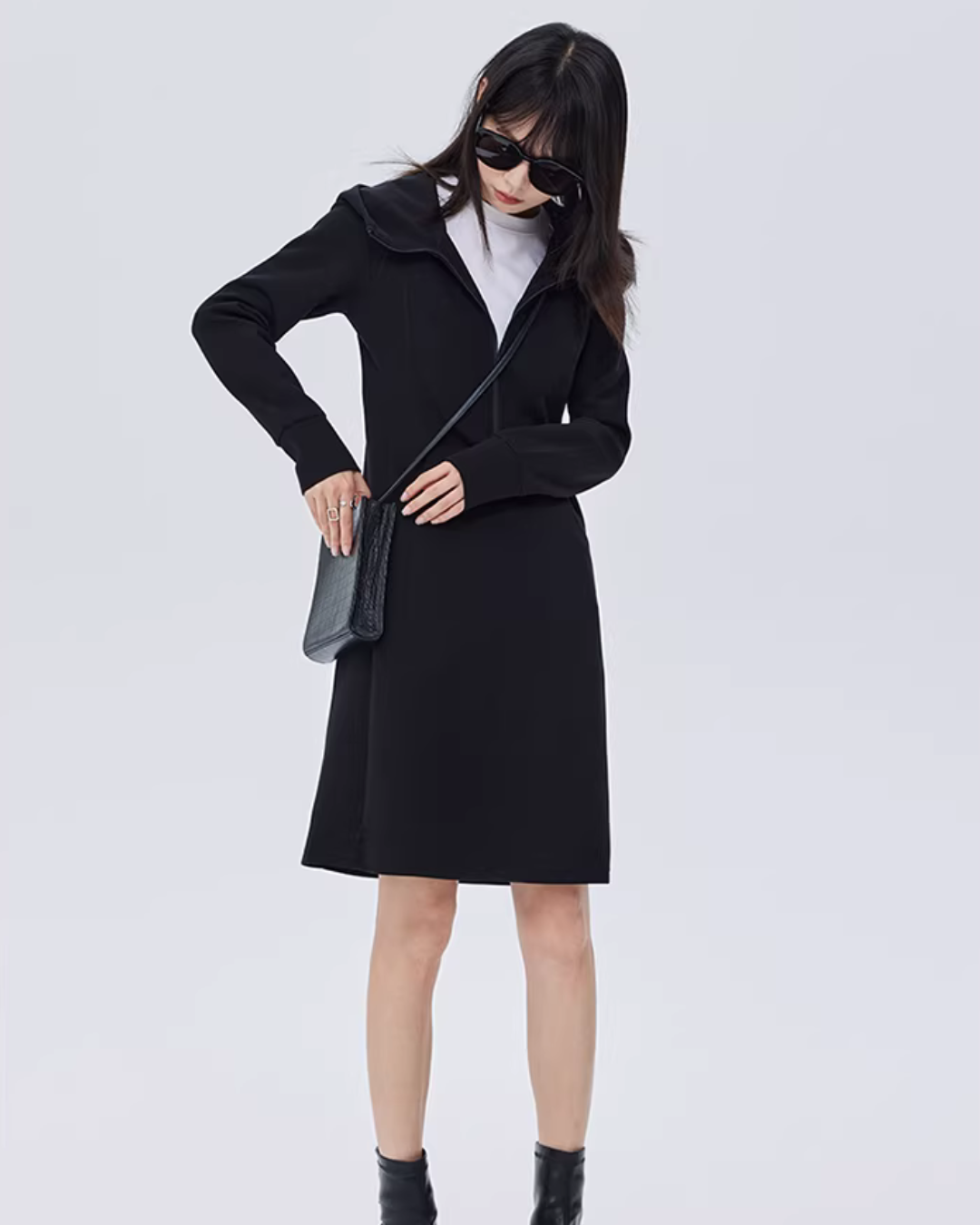 Zip-Up Long Sleeve Dress SHN0017