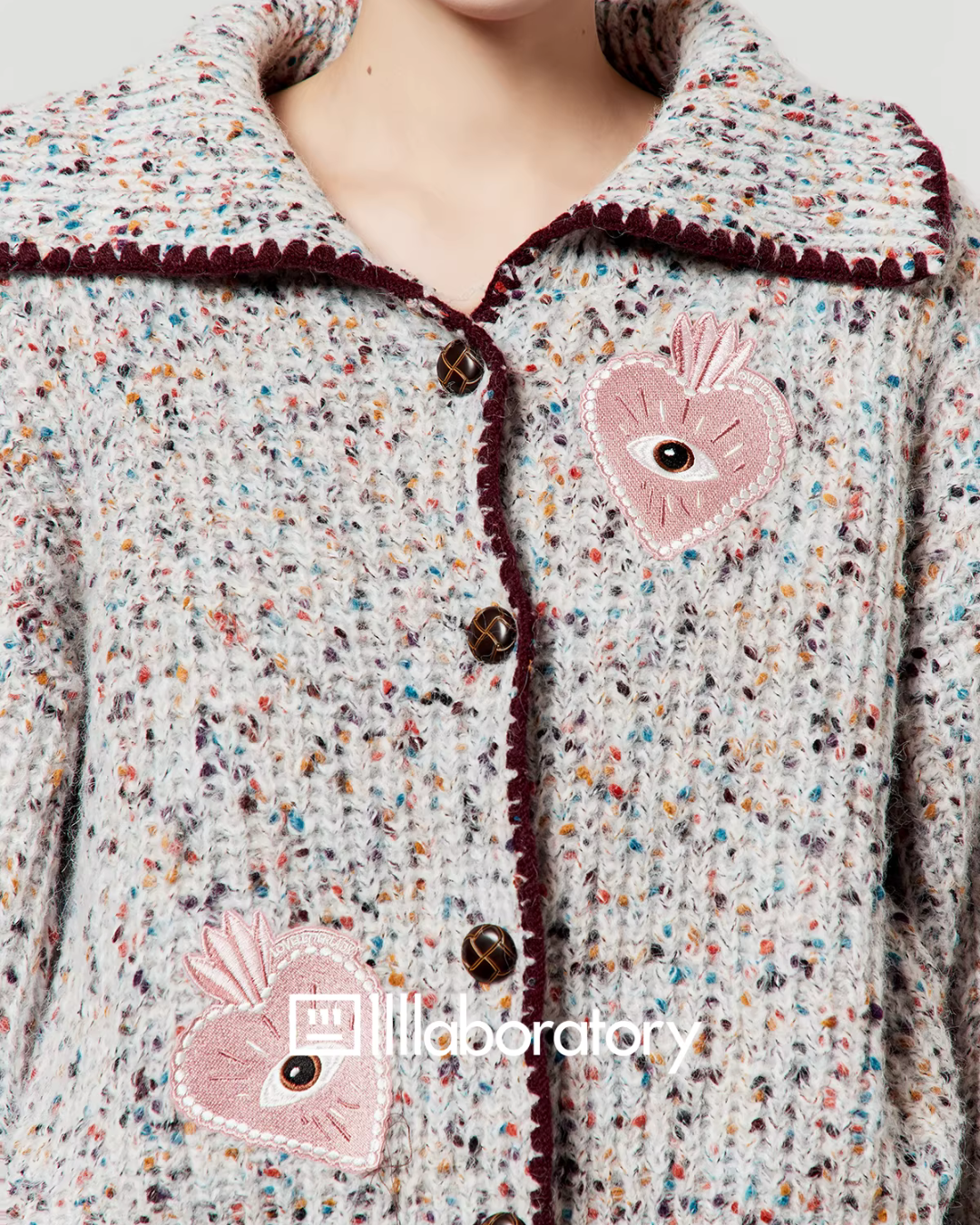 Mixed Color Knit Cardigan/Dark Purple Skirt LLA0580