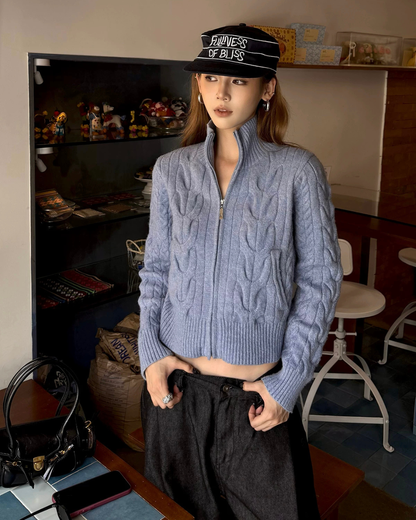 Stand Neck Cable Knit Jacket WWP0021