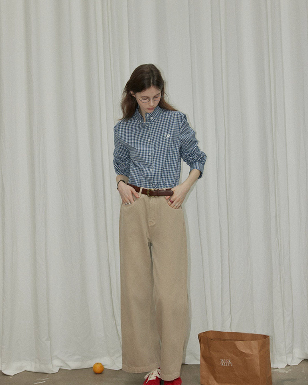 Gingham Check Long-Sleeve Shirt RLZ0012