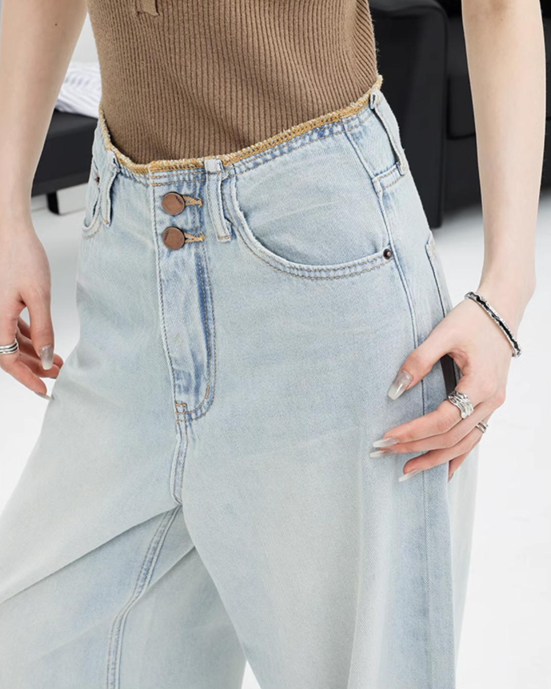 Wide Straight Light Denim Pants ABW0011