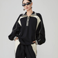 Color-Contrast Collared Long-Sleeve / Casual Wide Pants  FER0378