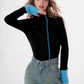 Sleeve Point Knit Tops ZZF0335