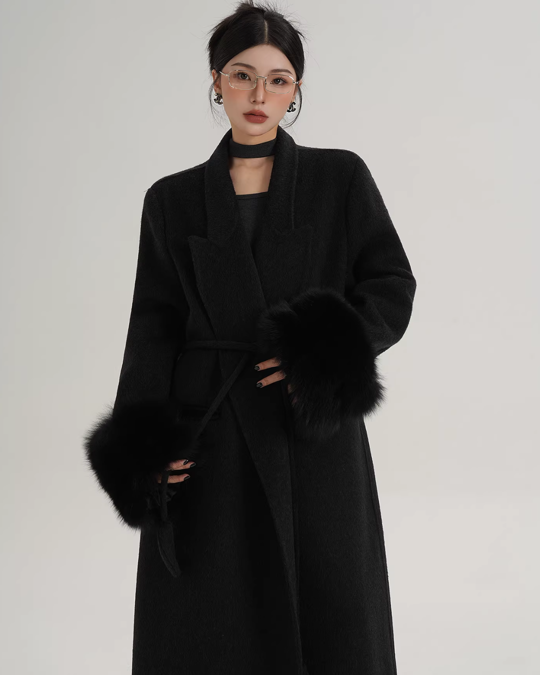Fur Cuff Long Coat SRS0403