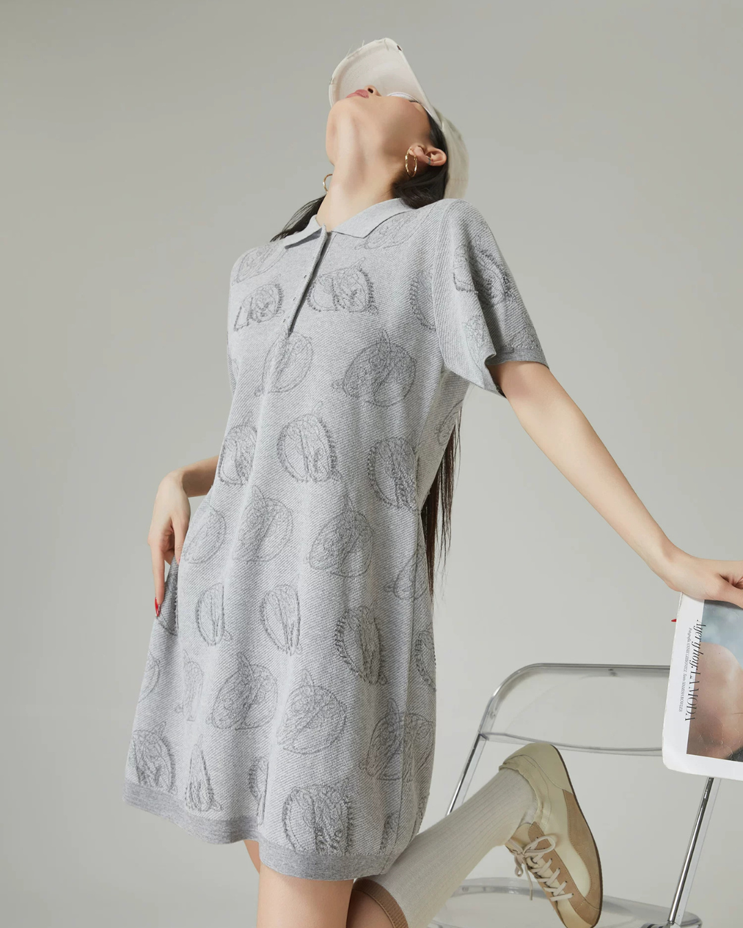 Graphic Knit Polo Mini Dress FER0233