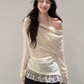 Lace Off Shoulder Knit Tops WDB0020