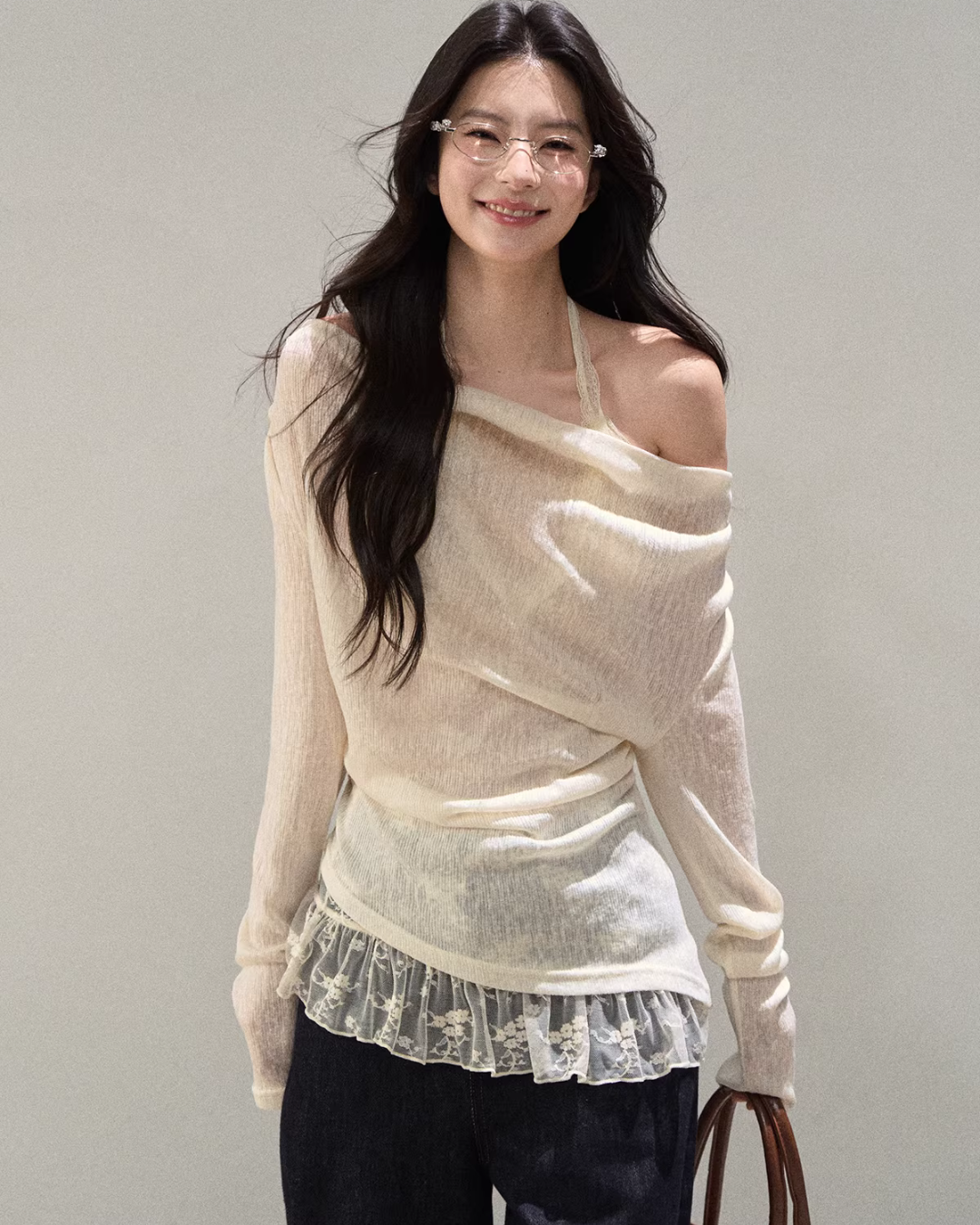 Lace Off Shoulder Knit Tops WDB0020