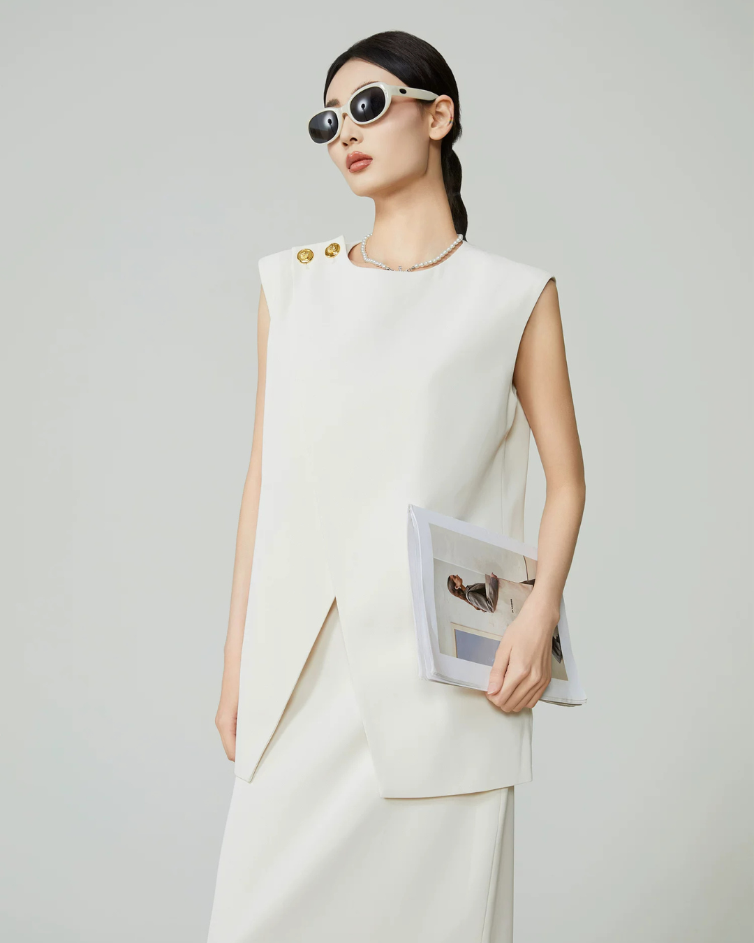 Front Layered Vest / Straight Long Skirt FER0271