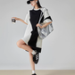 Diagonal Switch Asymmetry T-Shirt Dress FER0109