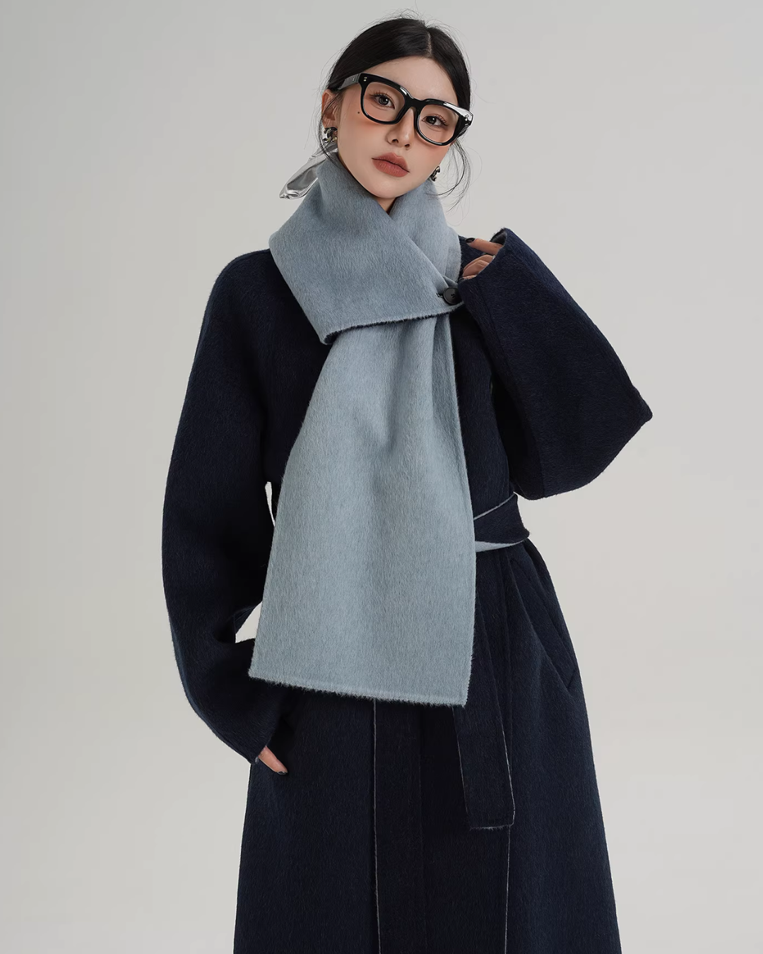 Scarf Design Long Wool Coat SRS0409