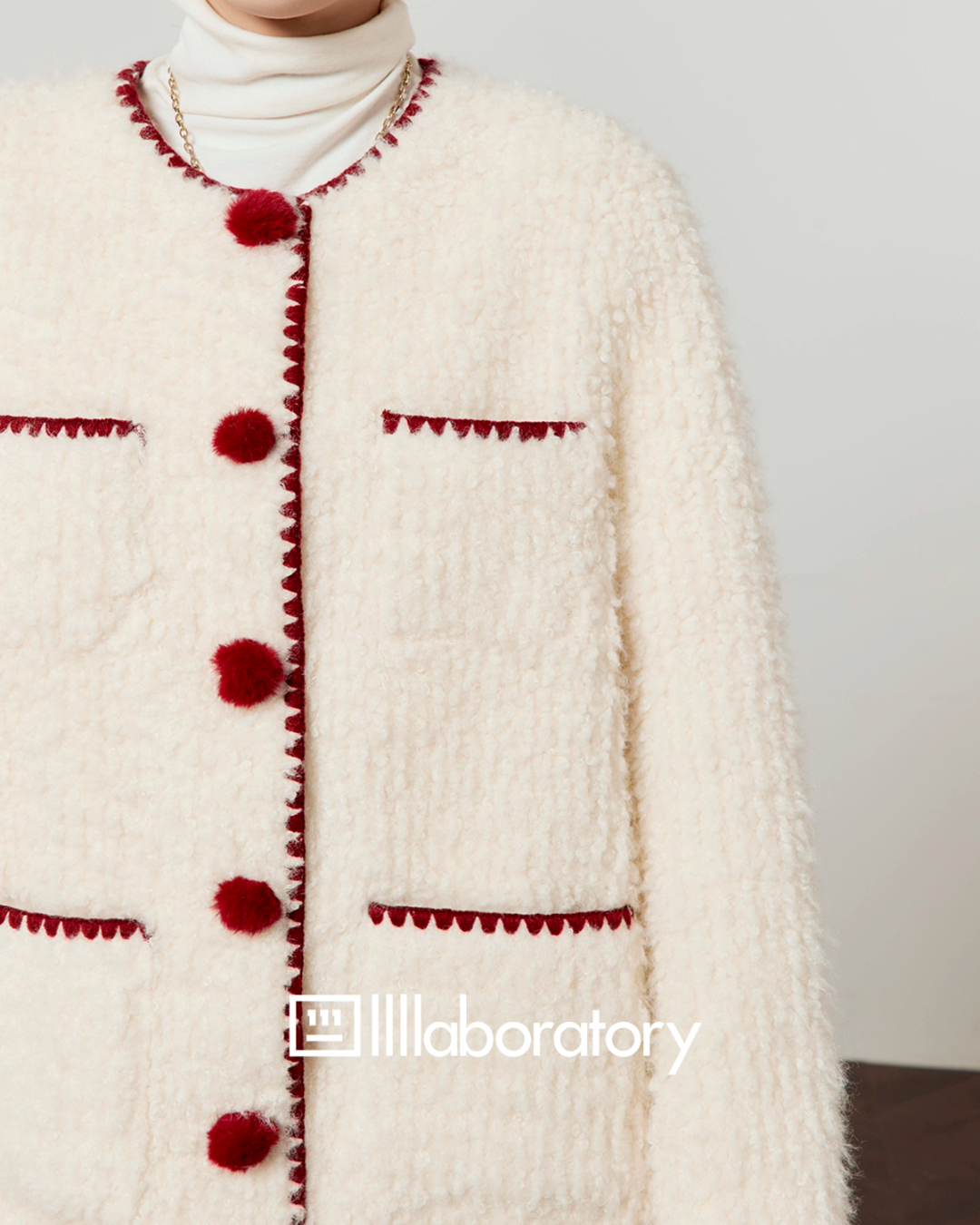 Red Pom-Pom Coat / Red Polka Dot Skirt LLA0575