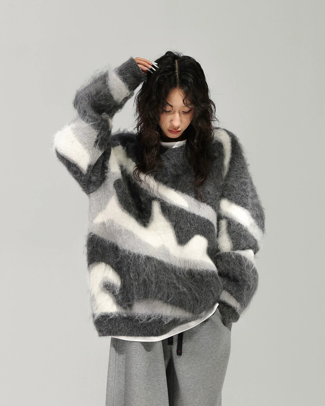 Mohair Jacquard Knit Sweater ACS0387