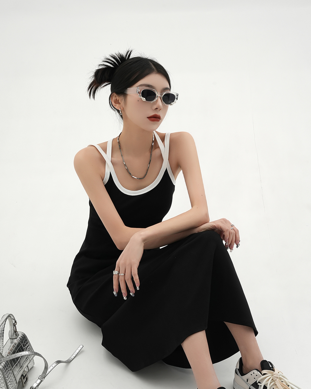 Street Slim Black Camisole Dress SRS0001