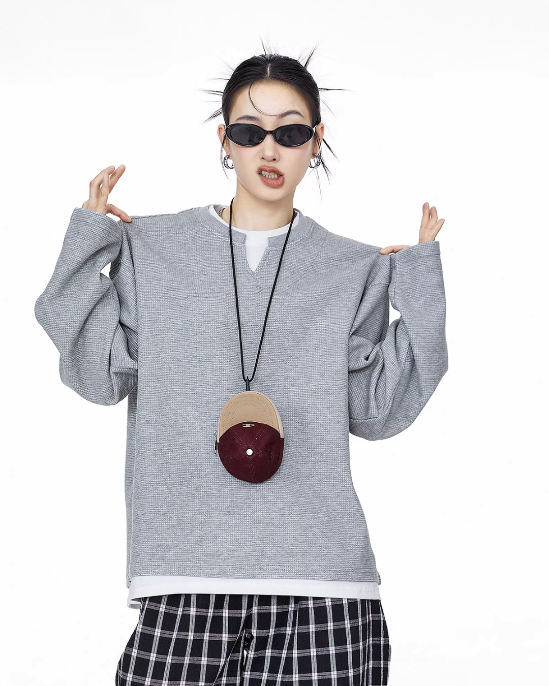 Henry Neck Long Sleeve Top ICM0078