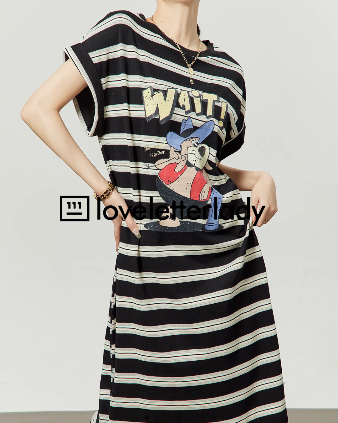 Character Print Border Dress LLA0207