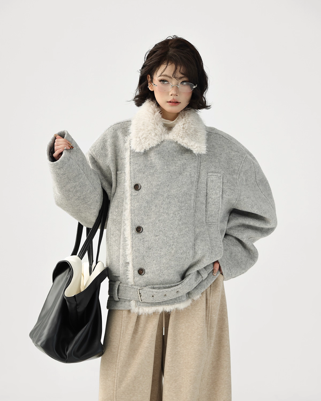 Fur Collar Trench Coat  ACS0346