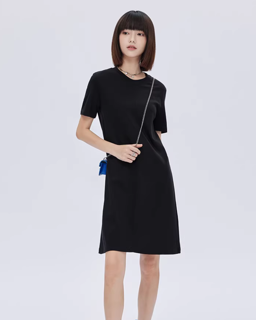 Crew Neck T-Shirt Short Dress SHN0010