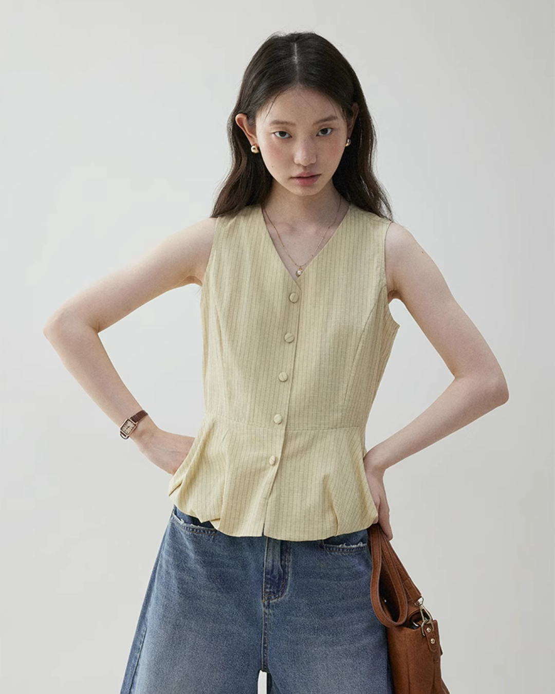 V-Neck Flare Stripe Vest VOE0004