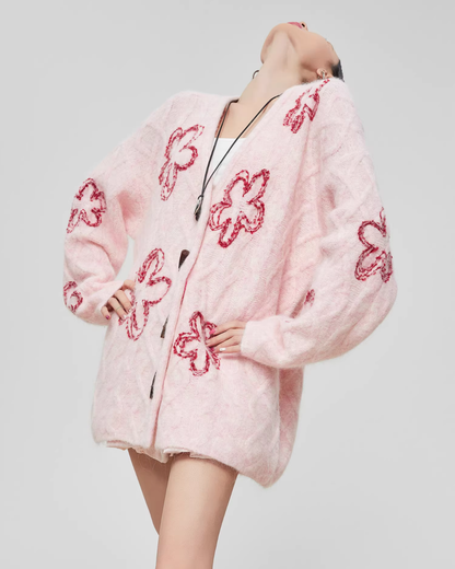 Flower Cable Knit Cardigan FER0042