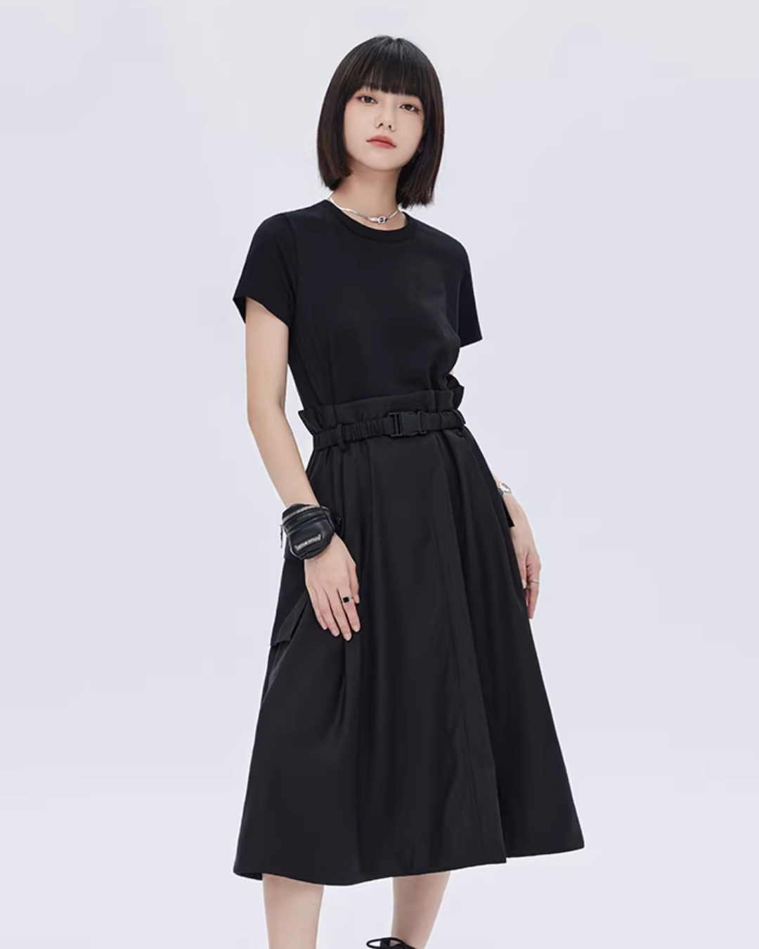 Patch Pocket Waist T-Shirt Dress SHN0013