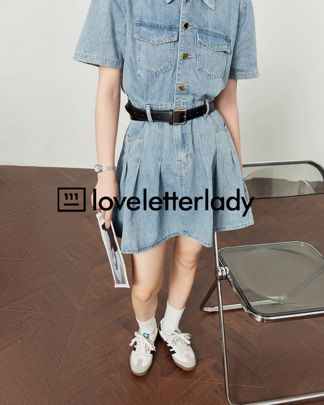 Denim Shirt Flare Dress LLA0508