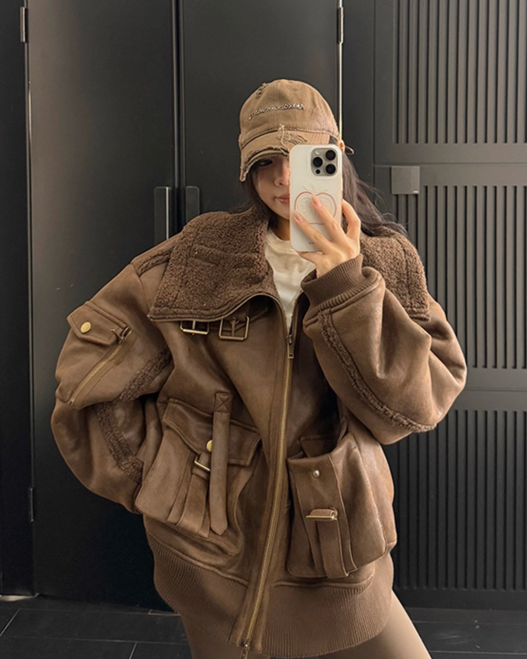 Vintage Leather Faux Fur Jacket YLS1005