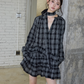 Plaid Ruffled Long Sleeve Shirt SHE0009