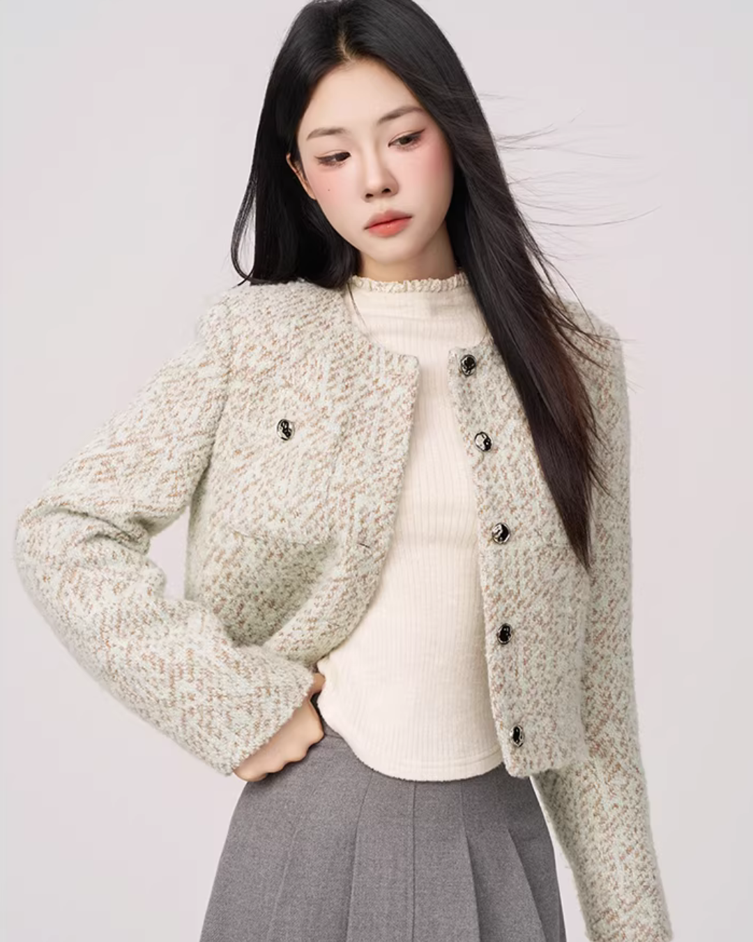 Feminine Short Tweed Jacket WDB0019