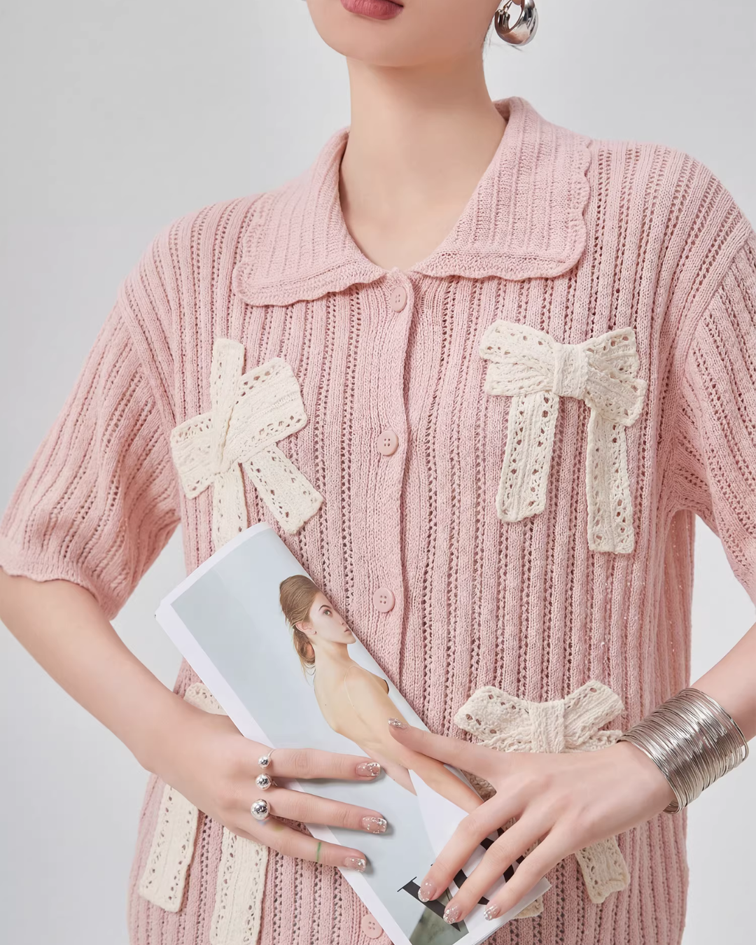 Ribbon Motif Knit Top FER0084